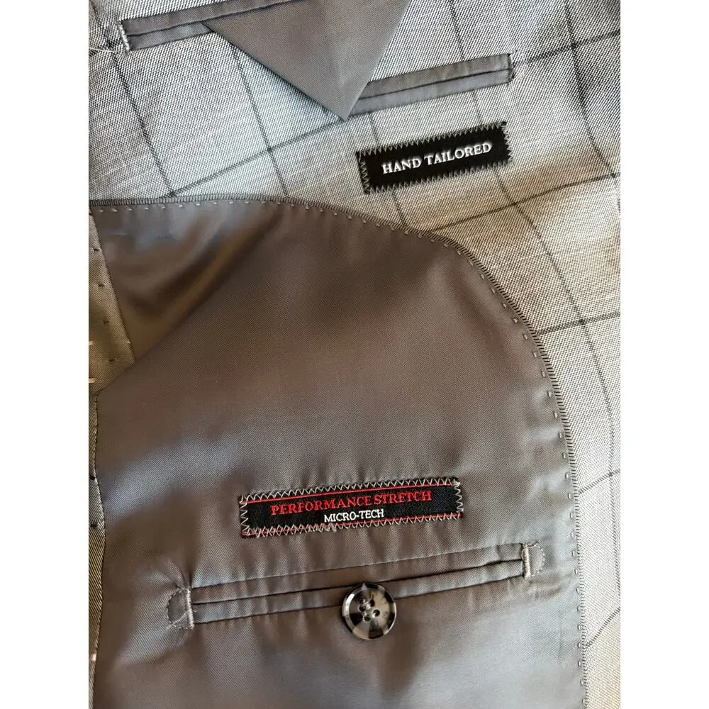 New Angelo Rossi gray windowpane blazer 38 S